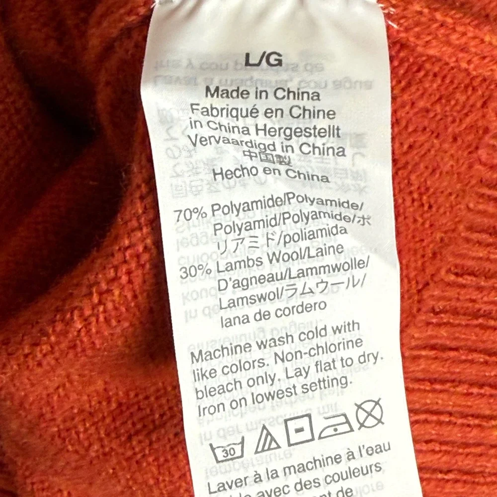 J. Crew Lambs Wool Blend Crewneck Fall Sweater Burnt Orange Men's Size Large